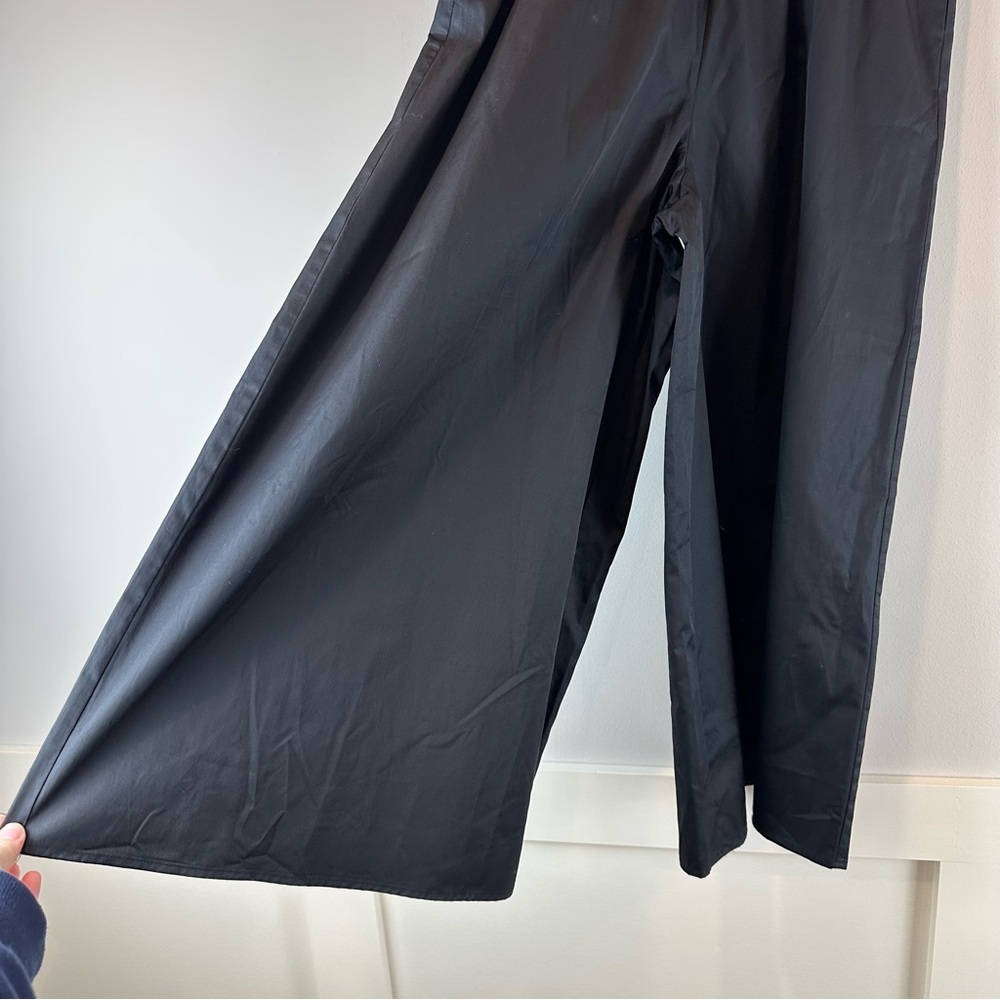 NEW Zara Black Wide Leg 100% Cotton Career Minimalist Cropped Pants Size XS - Picture 2 of 6